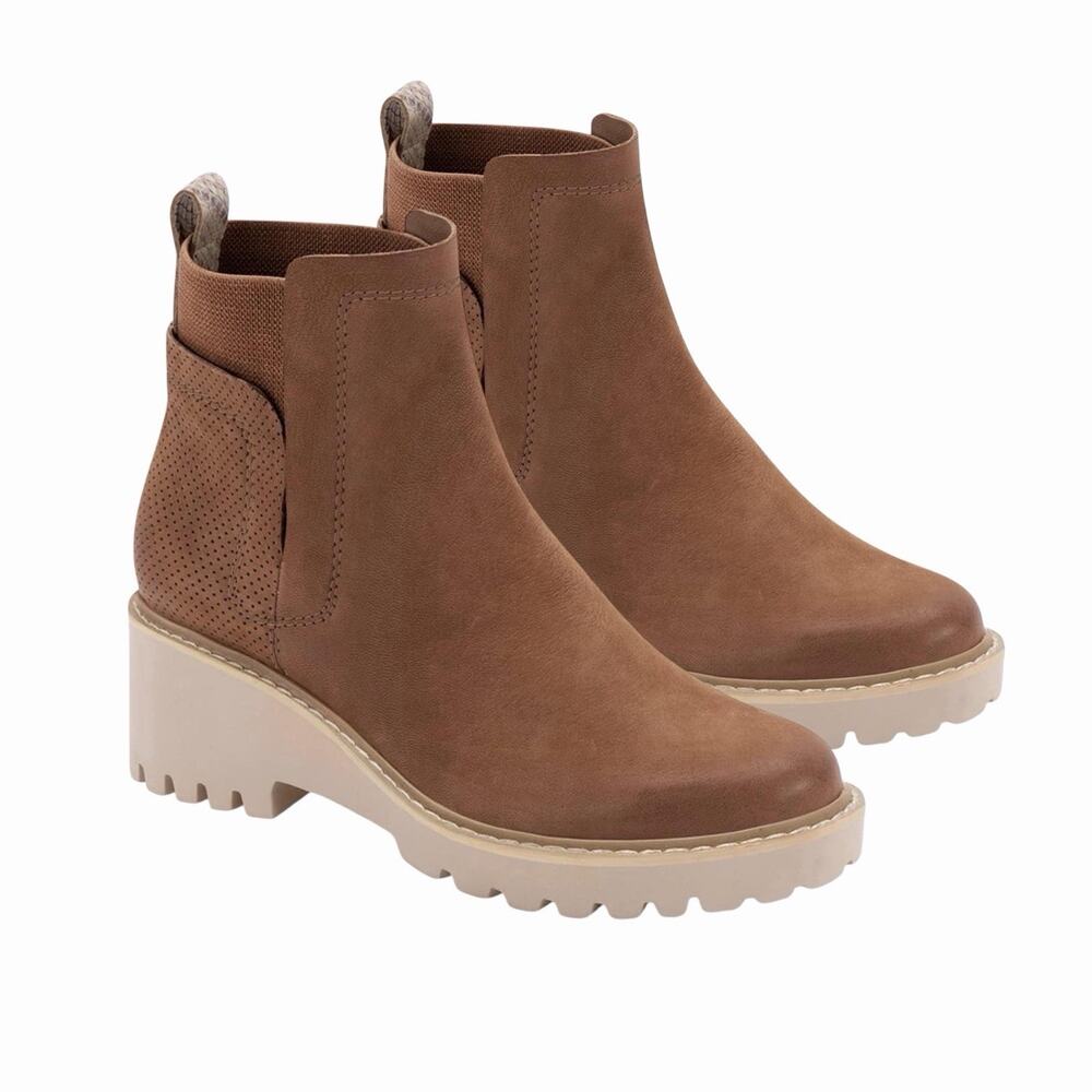 Dolce Vita Womens Huey Suede Chelsea Boots in Whiskey Brown - Size 10